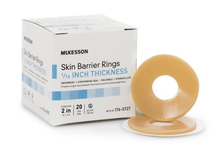 McKesson McKesson Skin Barrier Ring Moldable Adhesive Universal Size Flange Universal Hydrocolliod Shape-to-Fit 2 Inch Diameter X 1/16 Inch Thickness - 176-5727