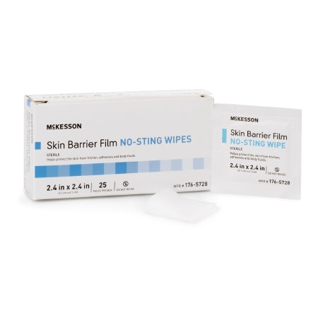 Mckesson Brand Skin Barrier Wipe Mckesson No Sting 75 To 100% Strength Hexamethyldisiloxane Individual Packet Sterile - 176-5728
