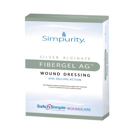 Simpurity Fibergel AG - Silver Alginate Dressing 4 X 4-3/4 Inch Rectangle Sterile - SNS56716