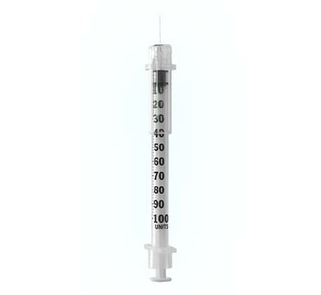 Arkray USA Assure ID Insulin Syringe with Needle 0.5 mL 29 Gauge 1/2 Inch Attached Needle Safety Slide Needle - 250295