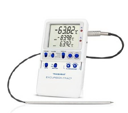 Control 3 Holdings LLC Traceable Excursion-Trac Datalogging Thermometer Celsius -90° to 105°C Platinum Sensors / 2 Stainless Steel Probes Multiple Mounting Options Battery Operated - 6426