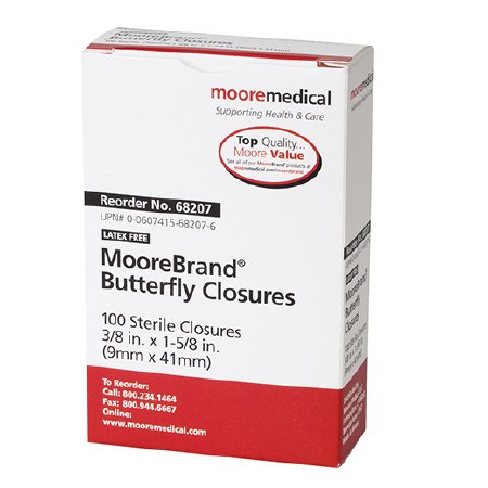 McKesson McKesson Adhesive Strip 3/8 X 1-5/8 Inch Plastic Butterfly Sheer Sterile - OO6418
