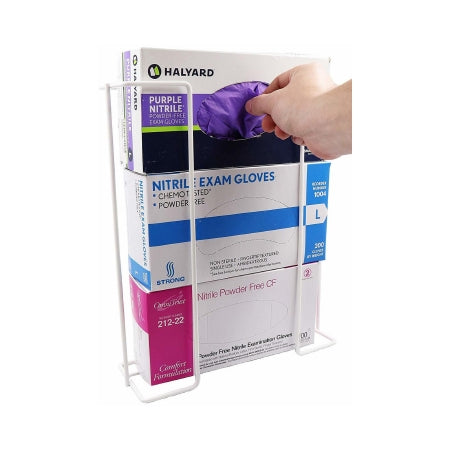 Omnimed - Glove Box Holder Horizontal or Vertical Mounted 3-Box Capacity White 4-1/2 X 11-1/2 X 16 Inch Aluminum - 305375-1
