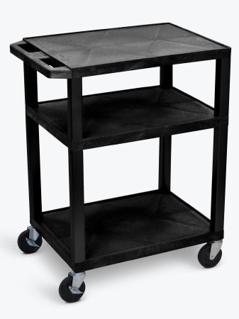 Luxor AV Utility Cart 18 X 24 X 34 Inch 3 Shelves Black - WT34