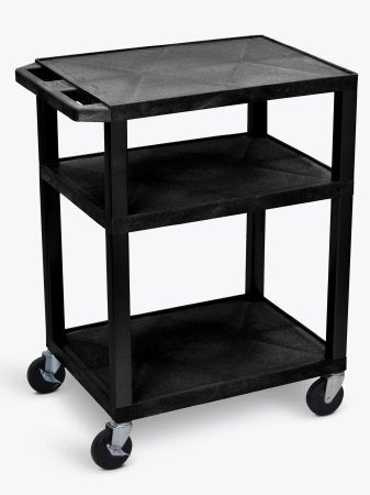 AV - Utility Cart 18 X 24 X 34 Inch Black (3) 1.5 Inch Thick Flat Shelves - WT34