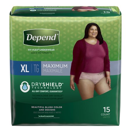 Depend FIT-FLEX - Female Adult Absorbent Underwear Pull On with Tear Away Seams X-Large Disposable Heavy Absorbency - 43586