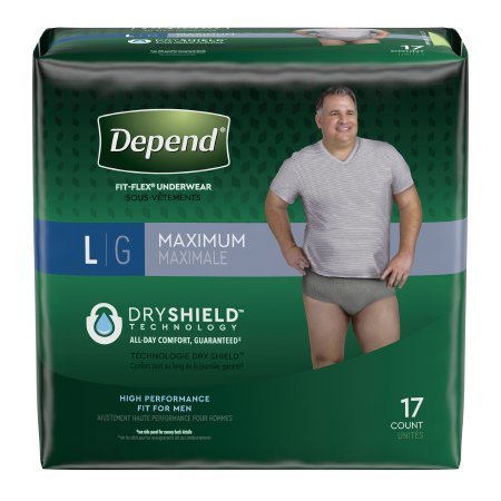 Depend FIT-FLEX - Male Adult Absorbent Underwear Pull On with Tear Away Seams Large Disposable Heavy Absorbency - 47926
