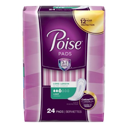 Kimberly Clark Poise Long Length Bladder Control Pad Light Absorbency Absorb-Loc One Size Fits Most Female Disposable - 48536