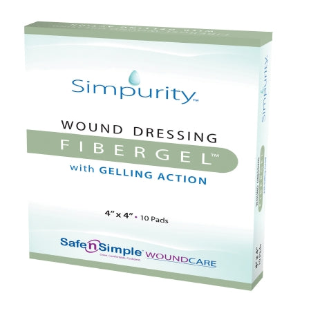 Simpurity Fibergel - Gel Dressing 4 X 5 Inch Rectangle 10 Count Sterile - SNS56745