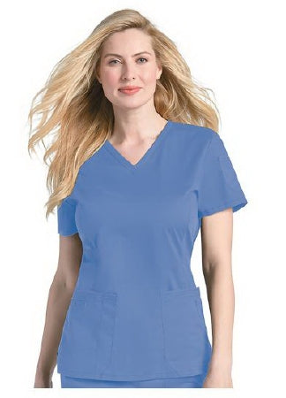Landau Uniforms Scrub Shirt Large Ceil Blue 4 Pockets Female - 4125BCCV-L