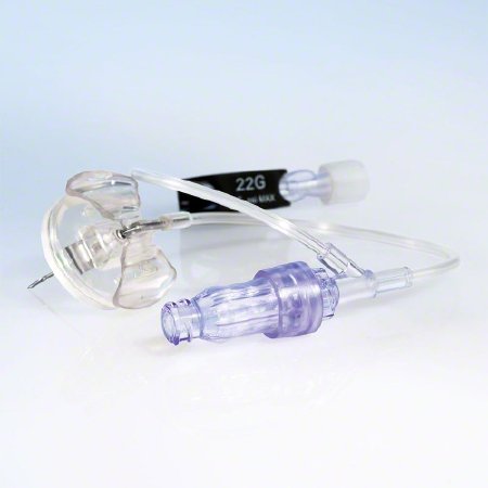 Surecan Safety II - Huber Needle Infusion Set 22 Gauge 4/5 Inch 8 Inch Tubing Caresite Needleless Port, Y-site Injection Port - 4447055-02