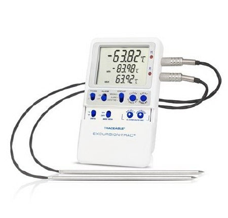 Control 3 Holdings LLC Traceable Excursion-Trac Datalogging Thermometer Celsius -90° to 105°C Platinum Sensors / 2 Stainless Steel Probes Multiple Mounting Options Battery Operated - 6426