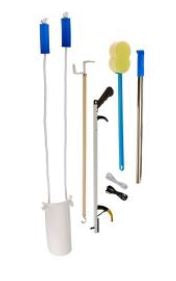 Patterson Medical Supply SammonsPreston Complete Hip Kit ADL Hip / Knee Equipment Kit Reacher - 32 Inch Length / Shoehorn - 24 Inch / Dressing Stick - 26 Inch Length / Handled Bath Sponge - 22-1/2 Inch Length / Shoelaces - 26 Inch Length - 81008010