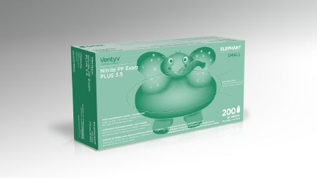 Ventyv Ventyv Plus 3.5 ELEPHANT Exam Glove Small NonSterile Nitrile Standard Cuff Length Textured Fingertips Violet Blue Chemo Tested - 10334101