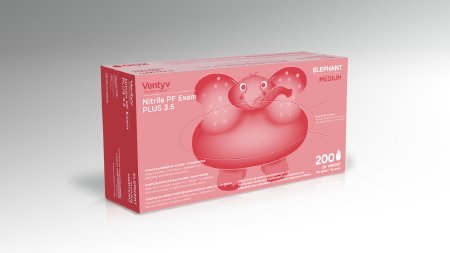 Ventyv Ventyv Plus 3.5 ELEPHANT Exam Glove Medium NonSterile Nitrile Standard Cuff Length Textured Fingertips Violet Blue Chemo Tested - 10335101