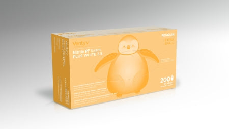 Ventyv Ventyv Plus WHITE 3.5 PENGUIN Exam Glove X-Small NonSterile Nitrile Standard Cuff Length Textured Fingertips White Not Chemo Approved - 10333104