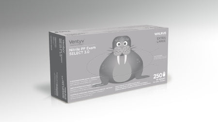 Ventyv Ventyv Select 3.0 WALRUS Exam Glove X-Large NonSterile Nitrile Standard Cuff Length Textured Fingertips Cobalt Blue Chemo Tested - 10349102
