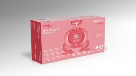 Ventyv Ventyv Plus 5.0 KANGAROO Exam Glove Medium NonSterile Nitrile Standard Cuff Length Textured Fingertips Blue Chemo Tested - 10335103