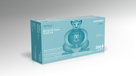 Ventyv Ventyv Plus 5.0 KANGAROO Exam Glove Large NonSterile Nitrile Standard Cuff Length Textured Fingertips Blue Chemo Tested - 10336103