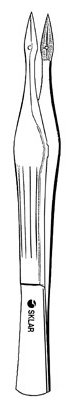 Sklar - Splinter Forceps Walter 4-1/4 Inch Length OR Grade Stainless Steel NonSterile NonLocking Thumb Handle Curved Spade Tips, Serrated Jaws - 19-3252