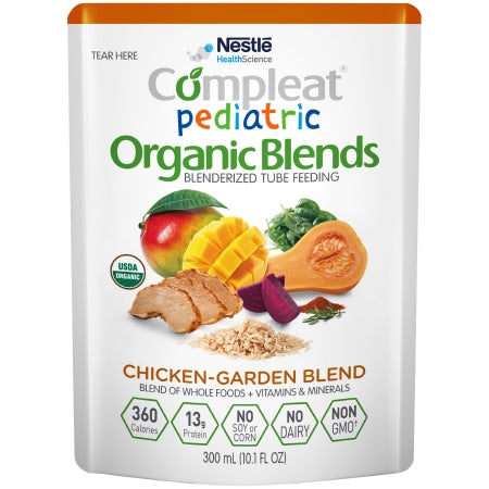 Nestle Healthcare Nutrition CompleatPediatric Organic Blends Pediatric Oral Supplement / Tube Feeding Formula Chicken-Garden Flavor 10.1 oz. Pouch Ready to Use - 43900770239