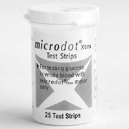 Microdot - Blood Glucose Test Strips 25 Strips per Bottle Strip contains the enzyme glucose dehydrogenase For Meters - 200-25