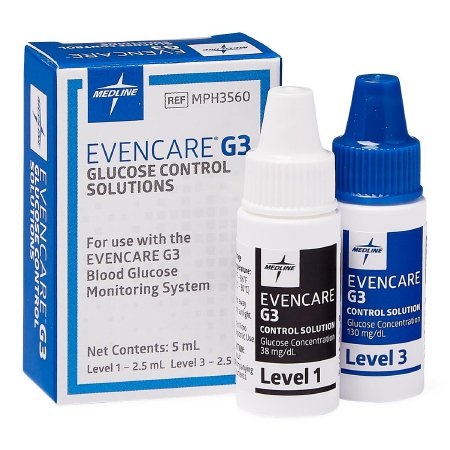 EvenCare - Blood Glucose Control Solution Blood Glucose Testing 2.5 mL Level 1 & Level 2 - Medline - MPH3560