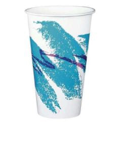 Saalfeld Redistribution Drinking Cup 12 oz. Blue / White Paper Disposable - R12N-00055