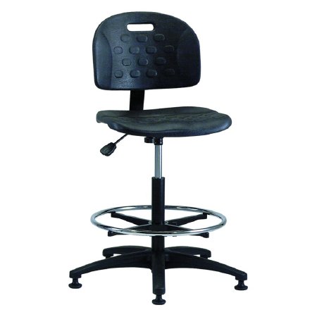 Task Series - Lab Stool Adjustable Contoured, Backrest Pneumatic Height Adjustment Dual Wheel Casters Black - PT-2-EAA-C