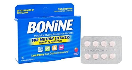 Bonine - Nausea Relief 25 mg Strength Chewable Tablet 16 per Box - 65197027516