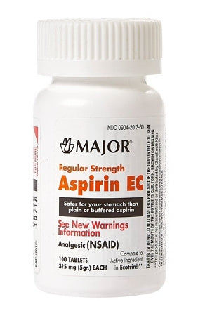 Major Pharmaceuticals Major Pain Relief 5 Gram Strength Aspirin Tablet 325 mg - 904201360