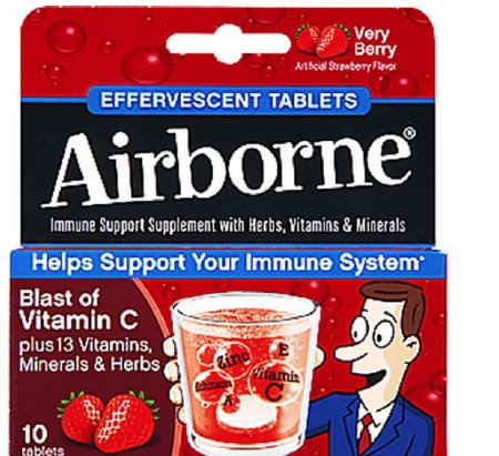 Reckitt Benckiser Airborne Immune Support Multivitamin Supplement Vitamin A / Ascorbic Acid 149 mg Strength Tablet 10 per Box Very Berry Flavor - 64786510094