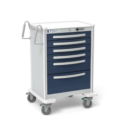 Waterloo Industries Anesthesia Cart Aluminum 24.5 X 29 X 42 Inch 6 Drawers Light Gray/Dark Blue - UTGSA-333369-DKB