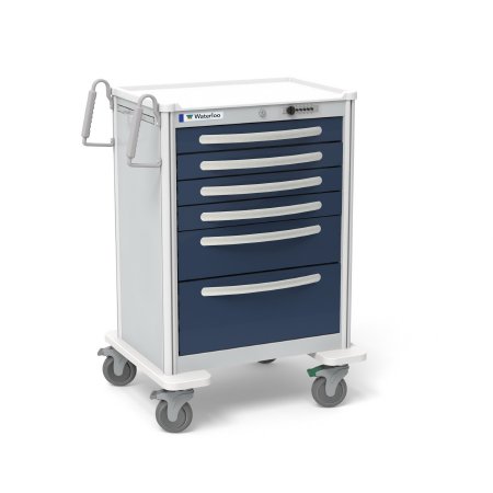 Waterloo Industries - Anesthesia Cart Aluminum 24.5 X 29 X 42 Inch Light Gray/Dark Blue 16.5 X 22 Inch, (4) 3 Inch, (1) 6 Inch, (1) 9 Inch Drawers - UTGSA-333369-DKB