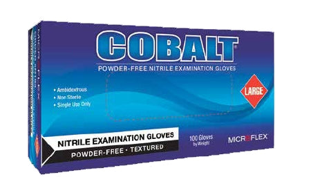 Microflex Medical Cobalt Exam Glove Large NonSterile Nitrile Standard Cuff Length Fully Textured Blue Not Chemo Approved - N193
