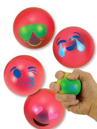 Medibadge Kids Love Stickers 12 Per Unit Emoji Squeeze Balls Toy Chest 2.5 Inch - 5865