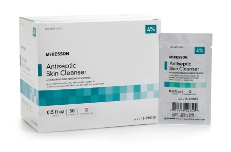 McKesson McKesson Antiseptic Skin Cleanser 15 mL Individual Packet 4% CHG (Chlorhexidine Gluconate) / Isopropyl Alcohol - 16-CHG15