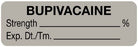 United Ad Label UAL Pre-Printed Label Anesthesia Label Bupivicaine | Strength___________ % | Exp. Dt./Tm._________ Gray 1/2 X 1-1/2 Inch - ULAL042