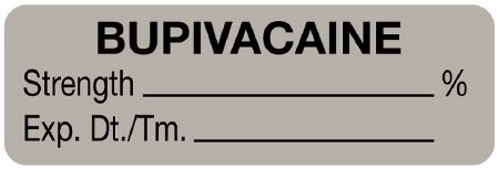 United Ad Label UAL Pre-Printed Label Anesthesia Label Bupivicaine | Strength___________ % | Exp. Dt./Tm._________ Gray 1/2 X 1-1/2 Inch - ULAL042