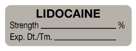 United Ad Label UAL Pre-Printed Label Anesthesia Label Lidocaine | Strength___________ % | Exp. Dt./Tm._________ Gray 1/2 X 1-1/2 Inch - ULAL075