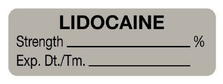 UAL - Drug Label Anesthesia Label Lidocaine Strength_% Exp dt Tm_ Gray 1/2 X 1-1/2 Inch - ULAL075