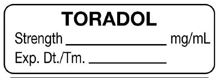 UAL - Drug Label Anesthesia Label Toradol Strength_mg/mL Exp Dt tm_ White 1/2 X 1-1/2 Inch - ULAL12006
