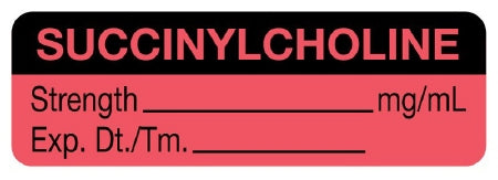 United Ad Label UAL Pre-Printed Label Anesthesia Label Succinylcholine | Strength___________ mg/mL | Exp. Dt./Tm._________ Fluorescent Red 1/2 X 1-1/2 Inch - ULAL725