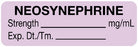 United Ad Label Pre-Printed Label Anesthesia Label Neosynephrine | Strength___________ mg/mL | Exp. Dt./Tm._________ Lavender 1/2 X 1-1/2 Inch - ULAM414