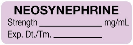UAL - Drug Label Anesthesia Label Neosynephrine Strength_mg/mL Exp Dt Tm_ Lavender 1/2 X 1-1/2 Inch - ULAM414