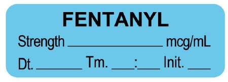 UAL - Drug Label Anesthesia Label Fentanyl Strength_mcg/mL Dt_Tm_Init_ Light Blue 1/2 X 1-1/2 Inch - ULAL067-D