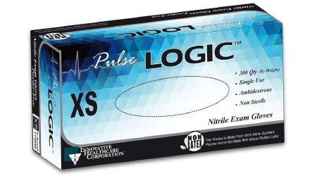 Innovative Healthcare Corporation Pulse LOGIC Exam Glove X-Small NonSterile Nitrile Standard Cuff Length Textured Blue Not Chemo Approved - 173050