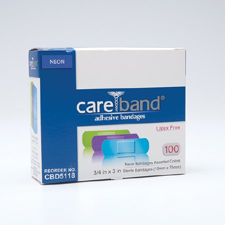 ASO Corporation Careband Adhesive Strip 3/4 X 3 Inch Plastic Rectangle Neon - CBD5118-012-000