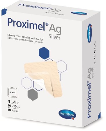 Hartmann Proximel Ag Silicone Foam Dressing with Silver 4 X 4 Inch Square Sterile - 15200000