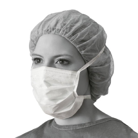 Medline - Surgical Mask Pleated Tie Closure One Size Fits Most White NonSterile Not Rated Adult - NON27386